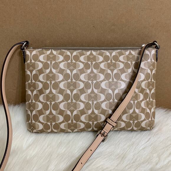 COACH Light Khaki/Beige PEYTON DREAM C Signature PVC EW Swing Pack XBody F51364 - Picture 8 of 16